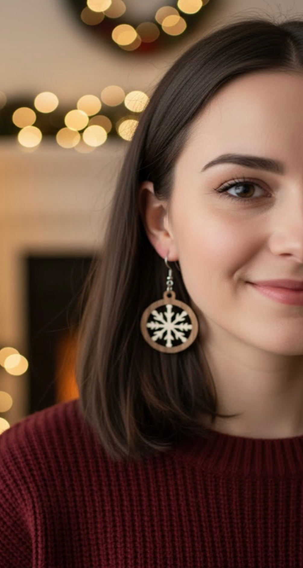 Snowflake walnut earrings