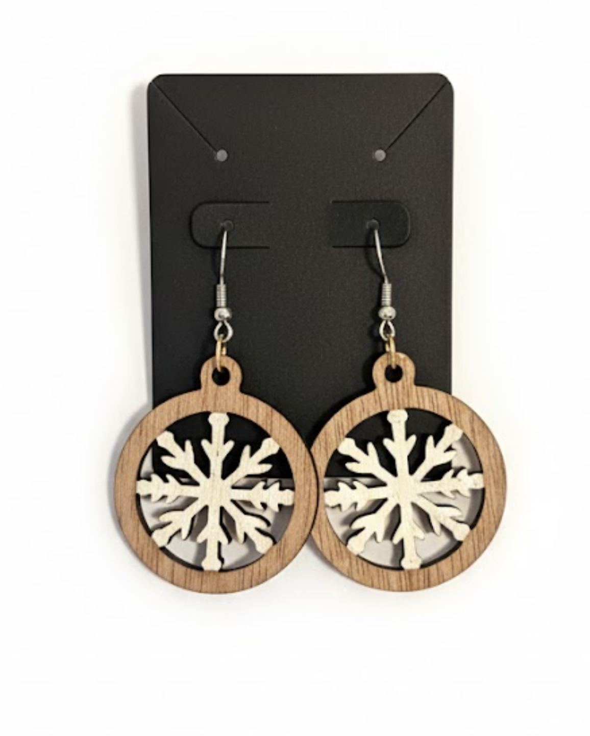 Snowflake walnut earrings